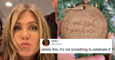 jennifer aniston pandemic christmas ornament cover