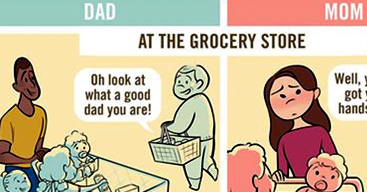Comic perfectly nails how moms and dads are treated differently in public