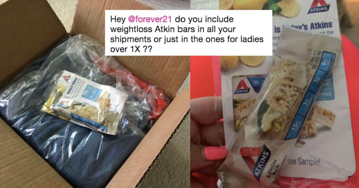 Forever 21 apologizes for sending Atkins bars with online orders