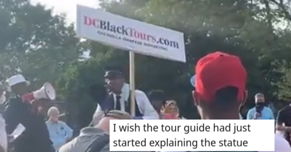 black tour guide statue