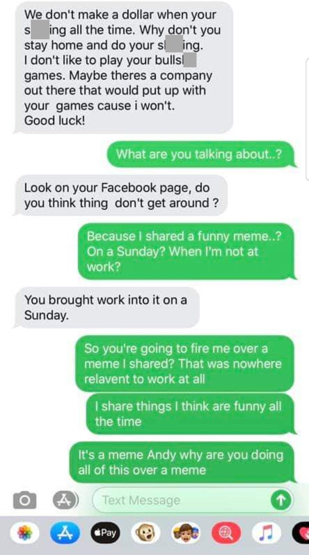 Guy got fired for posting a meme about pooping at work