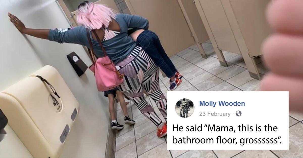 Mom Punishes Her Son By Making Him Do Push Ups In Public Bathroom