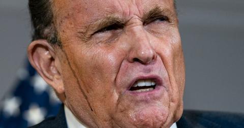 Something was dripping off of Rudy Giuliani's head during his latest ...